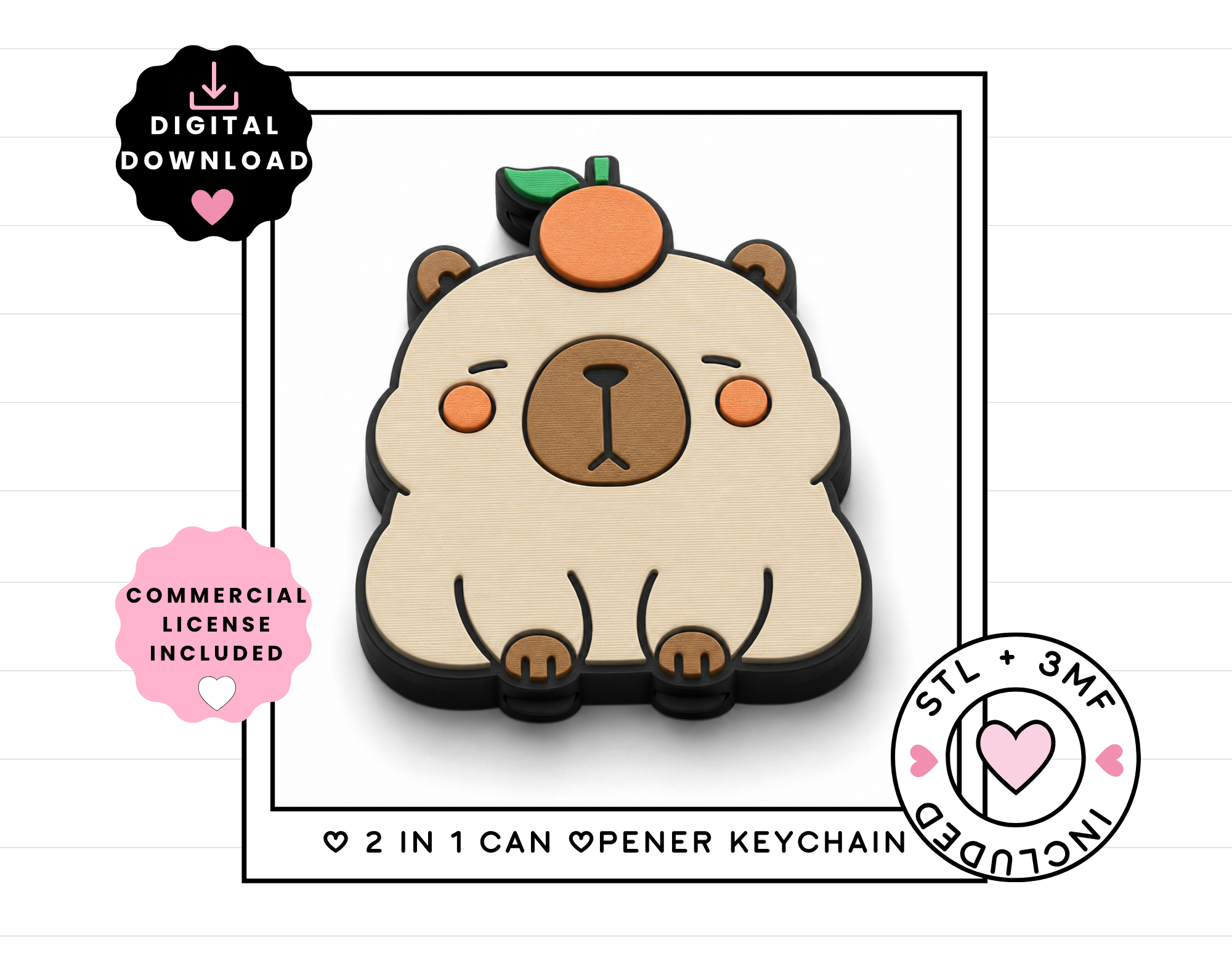 Soda Can Opener - Cute Capybara with Mandarin Orange